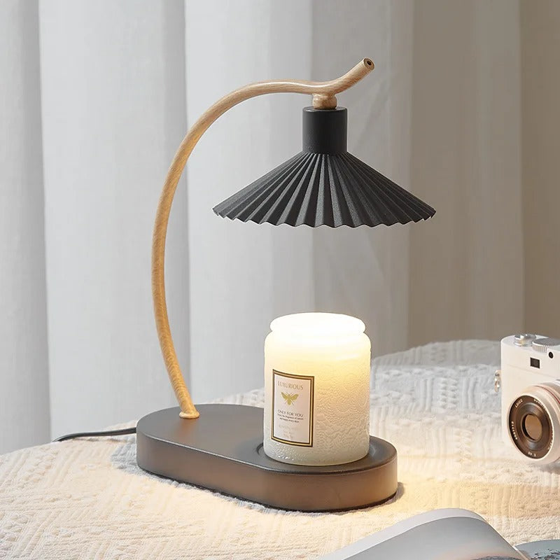 Metal and Wood Candle Warmer Lamp in Black