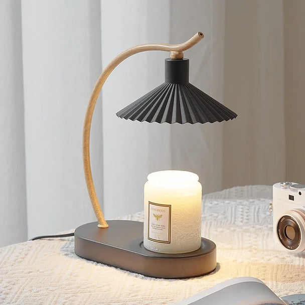 Metal and Wood Candle Warmer Lamp in Black