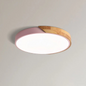 Metal and Wood LED Ceiling Light in Pink