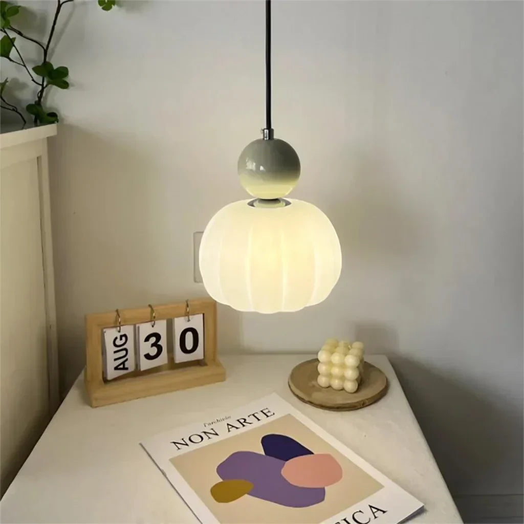 Pumpkin Glass Pendant Light – close-up