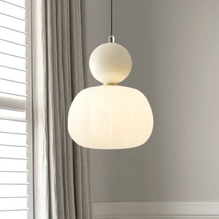 Pumpkin Glass Pendant Light in Beige
