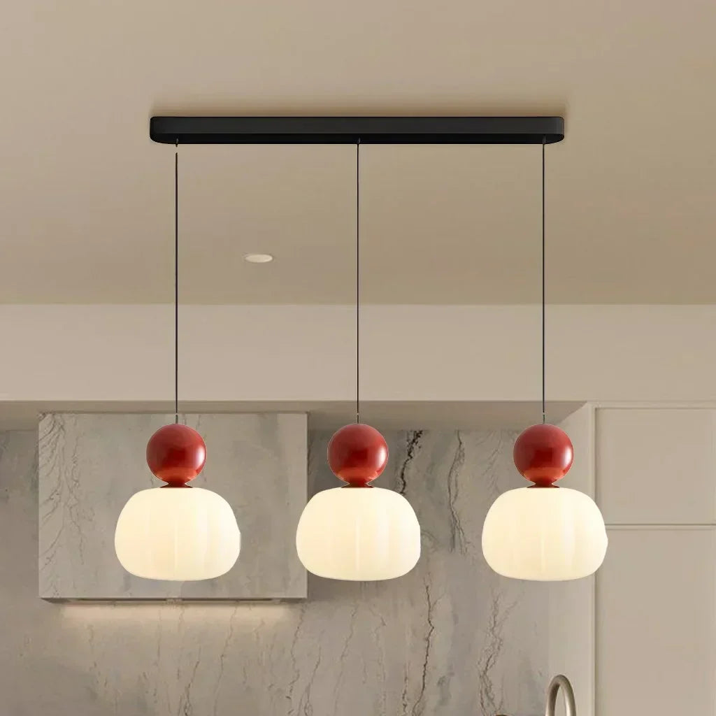 Pumpkin Glass Pendant Light in Red – product photo