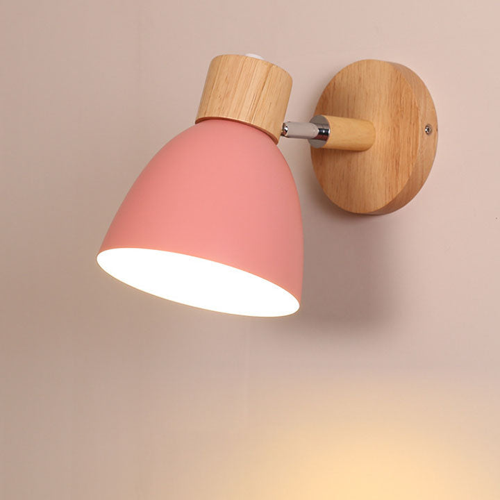 Wood and Iron Wall Sconce in Pink