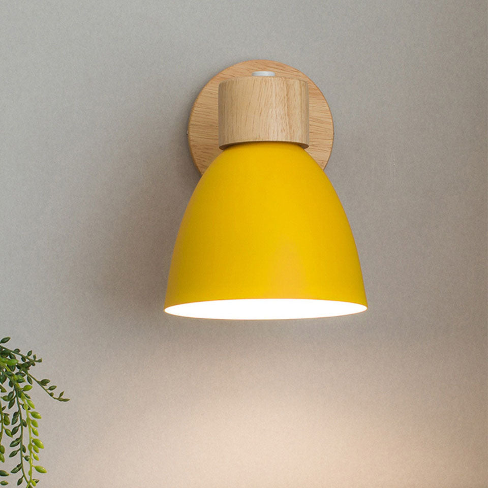 Wood and Iron Wall Sconce in Yellow – product photo