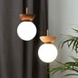 Opal Glass Globe Light with Wood Finish
