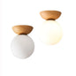 Opal Glass Globe Light with Wood Finish