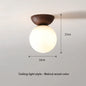 Opal Glass Globe Light with Wood Finish – Walnut – Ceiling