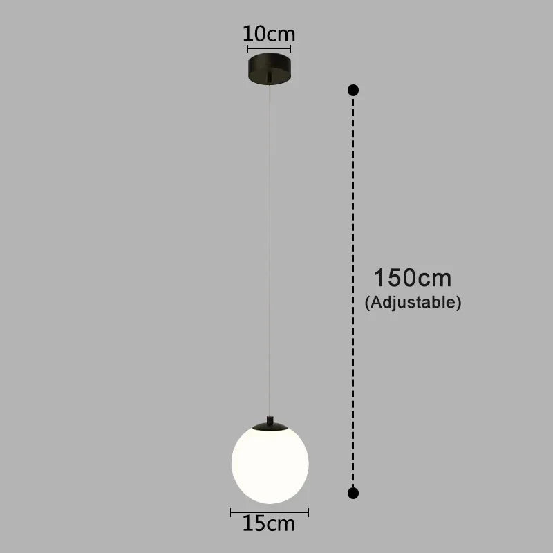 Opal Glass Globe Pendant Light – Black – 1 Globe
