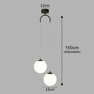 Opal Glass Globe Pendant Light – Black – 2 Globes