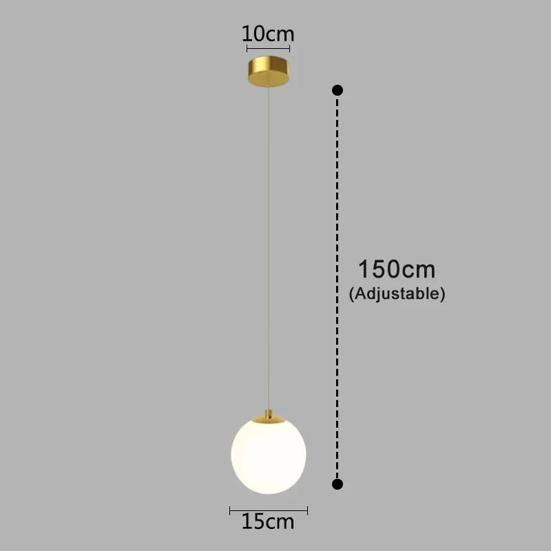 Opal Glass Globe Pendant Light – Gold – 1 Globe