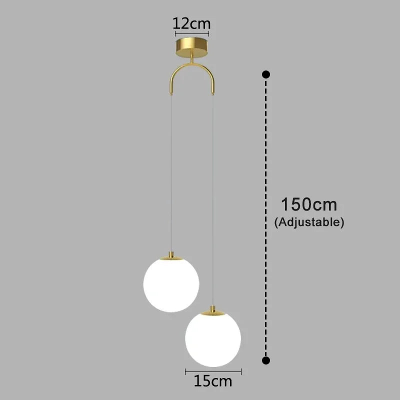 Opal Glass Globe Pendant Light – Gold – 2 Globes