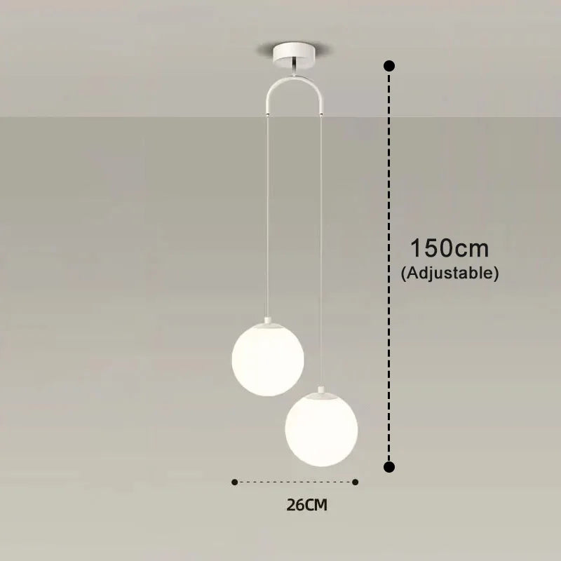Opal Glass Globe Pendant Light – White – 2 Globes