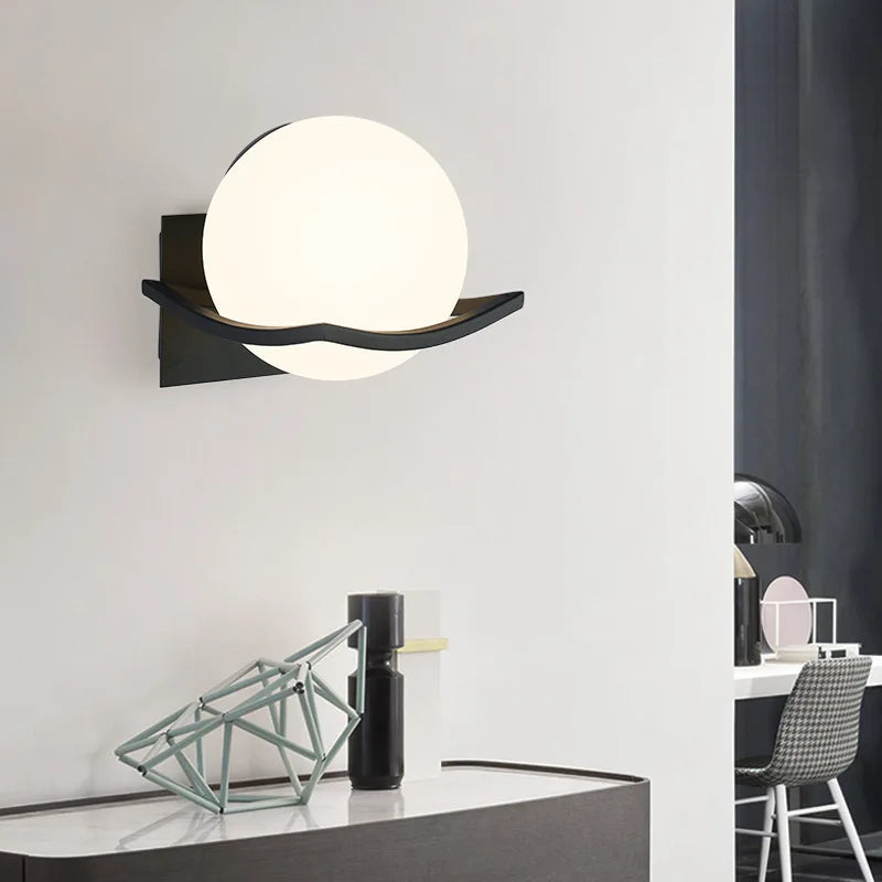Opal Glass Globe Wall Sconce