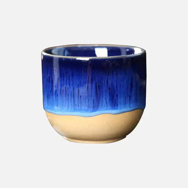 Paint Splatter Ceramic Tea Cup in Dark Blue