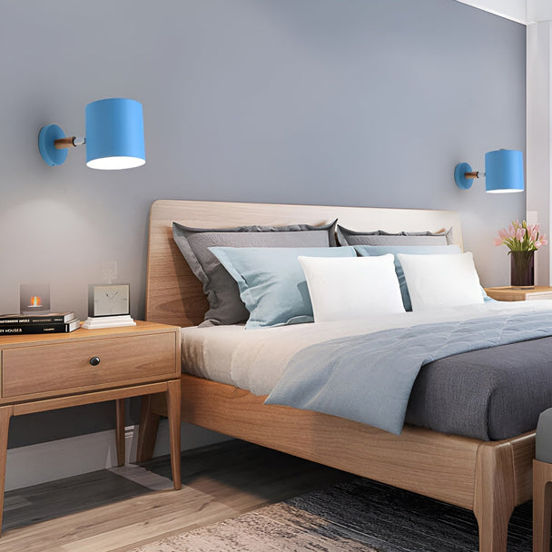 Pastel Wood and Metal Wall Lamp