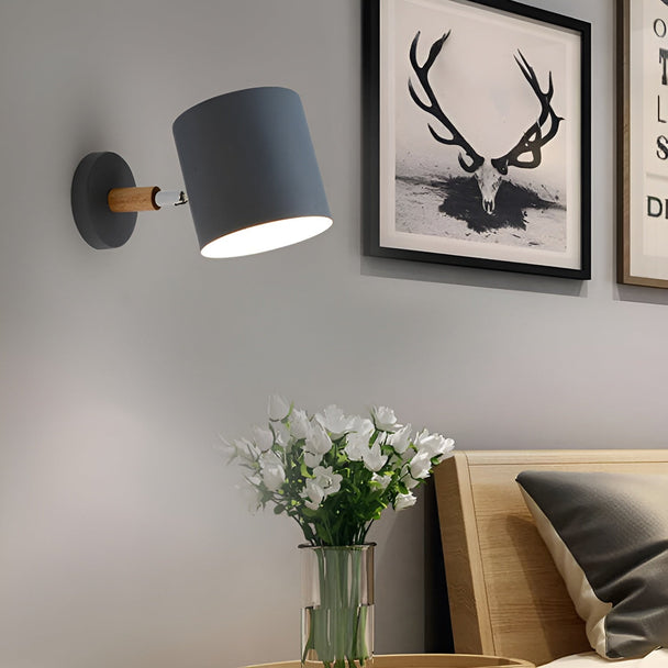 Pastel Wood and Metal Wall Lamp