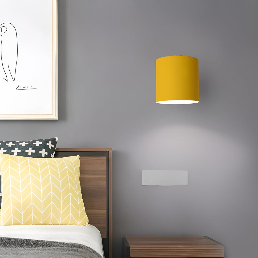 Pastel Wood and Metal Wall Lamp