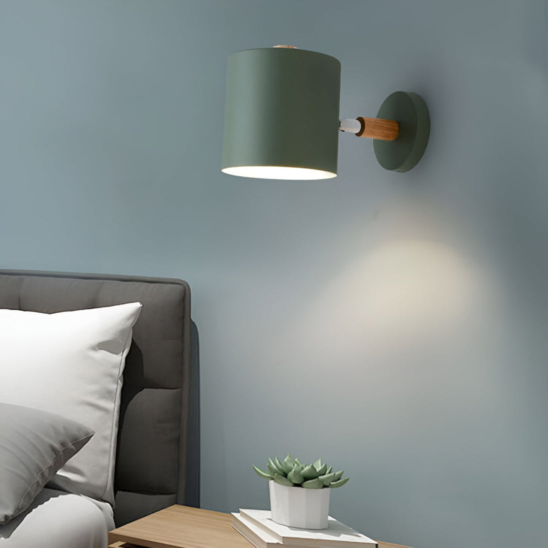 Pastel Wood and Metal Wall Lamp