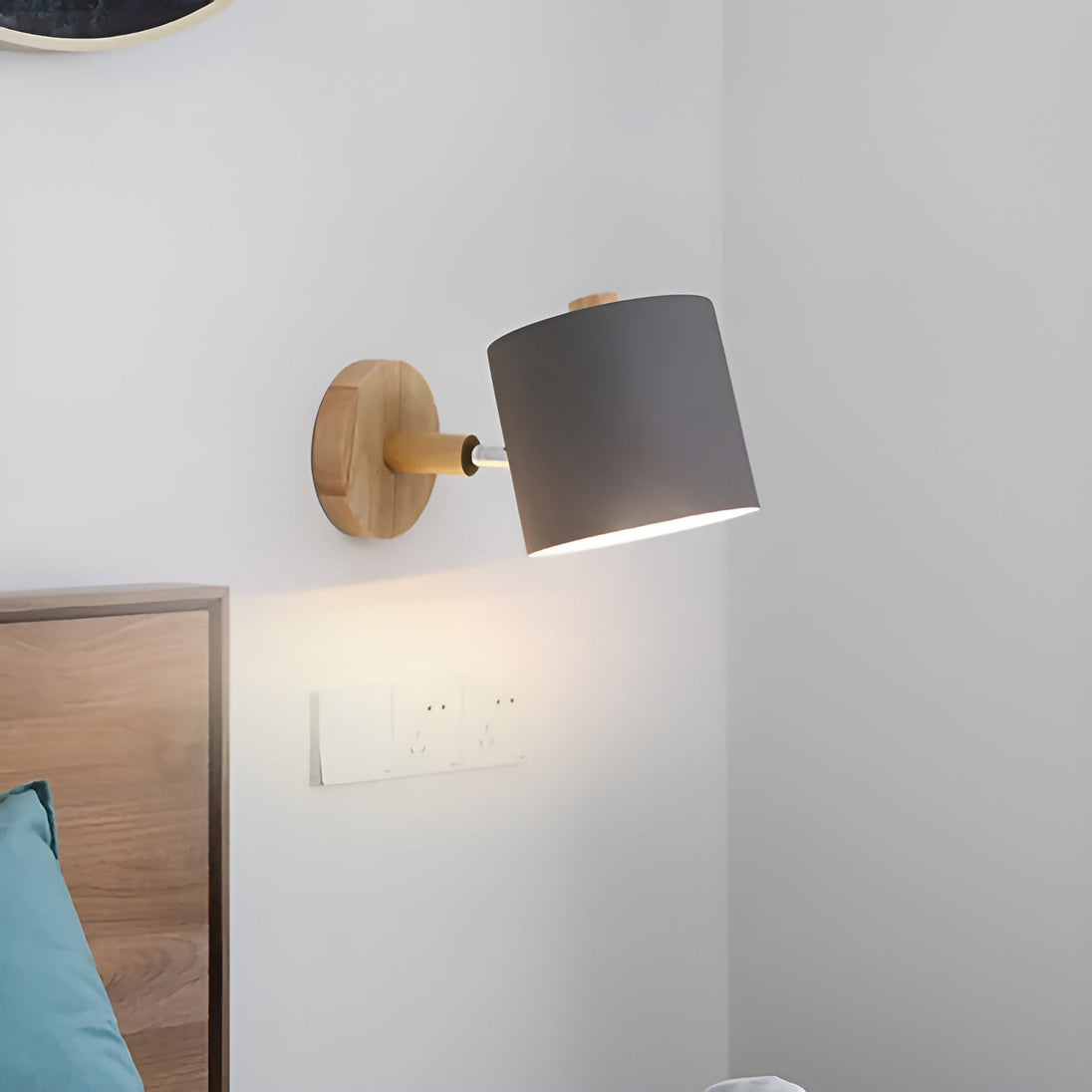 Pastel Wood and Metal Wall Lamp