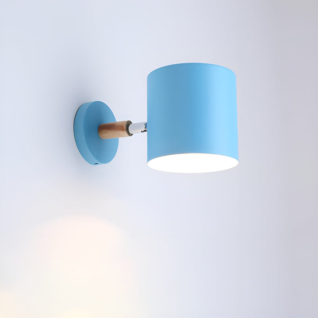 Pastel Wood and Metal Wall Lamp – Blue