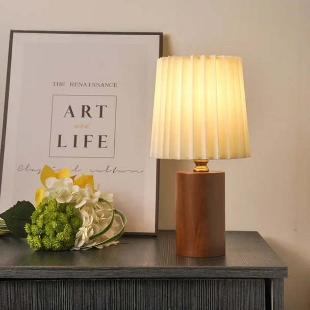 Pleated Shade Table Lamp – Walnut