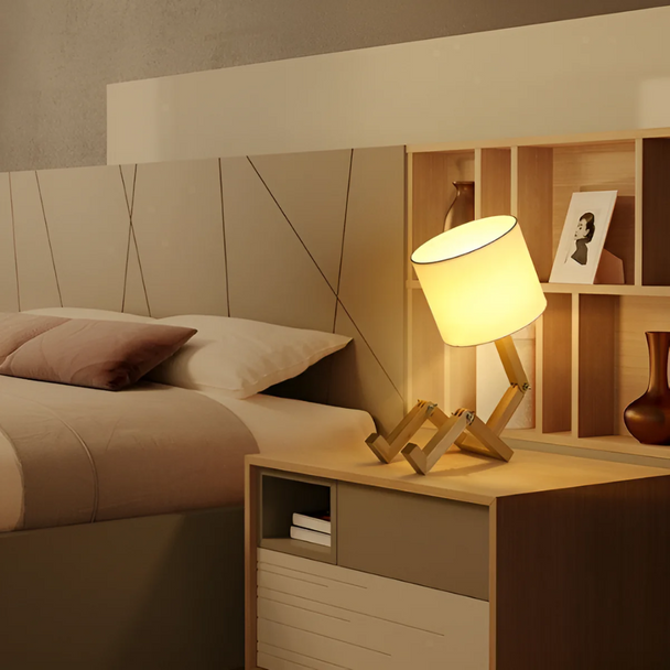 Poseable Wooden Figure Table Lamp