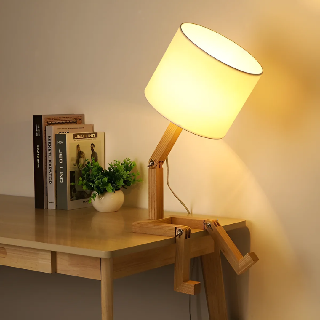Poseable Wooden Figure Table Lamp