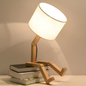 Poseable Wooden Figure Table Lamp