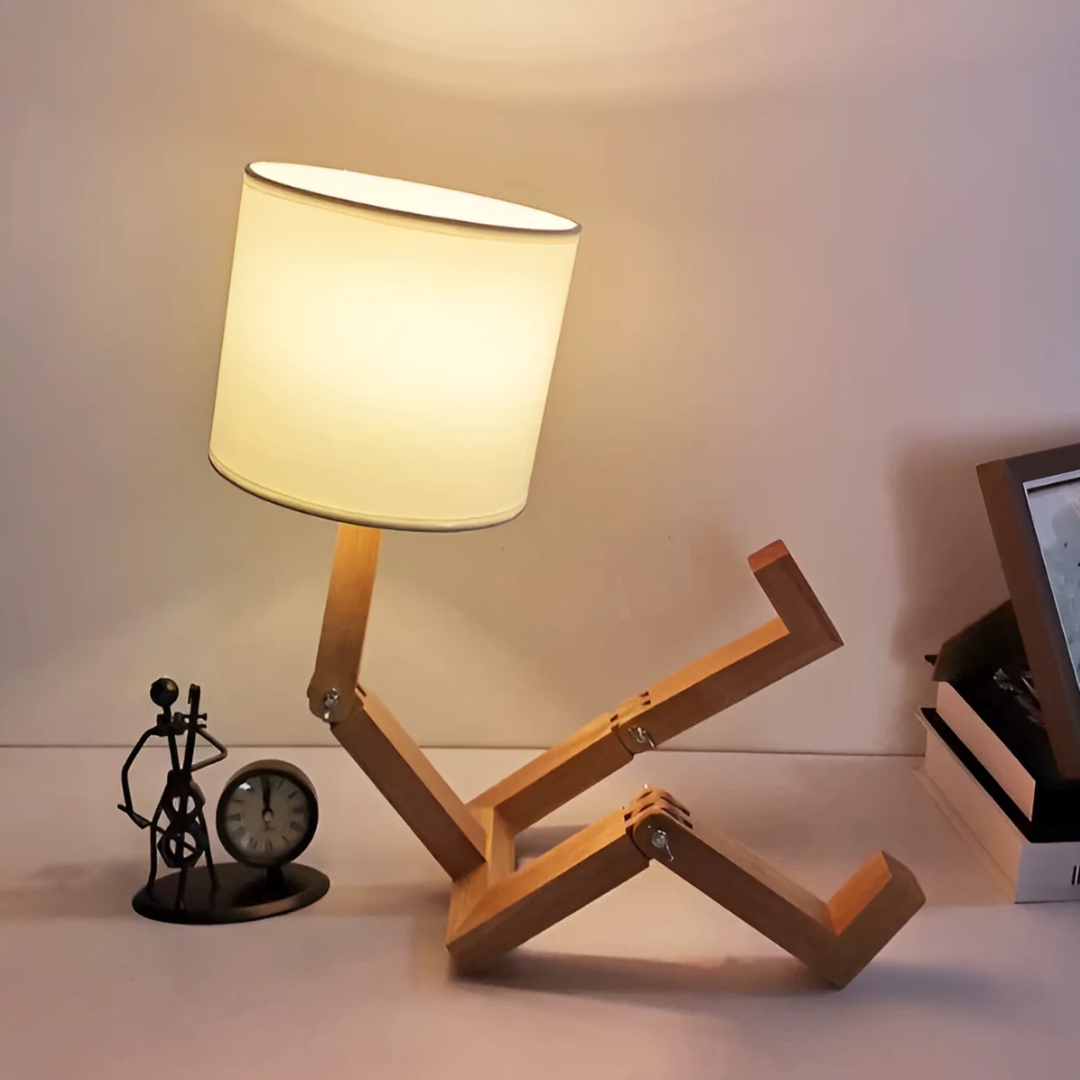 Poseable Wooden Figure Table Lamp
