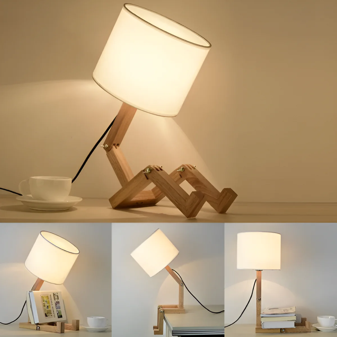 Poseable Wooden Figure Table Lamp