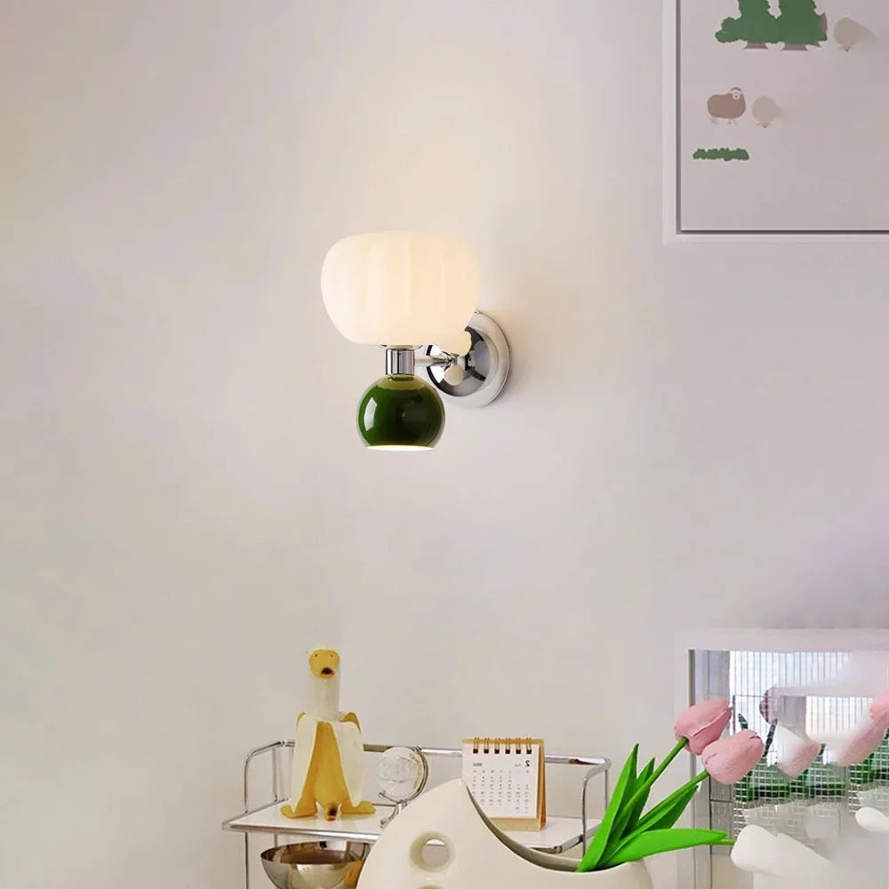 Pumpkin Glass Wall Lamp – Green