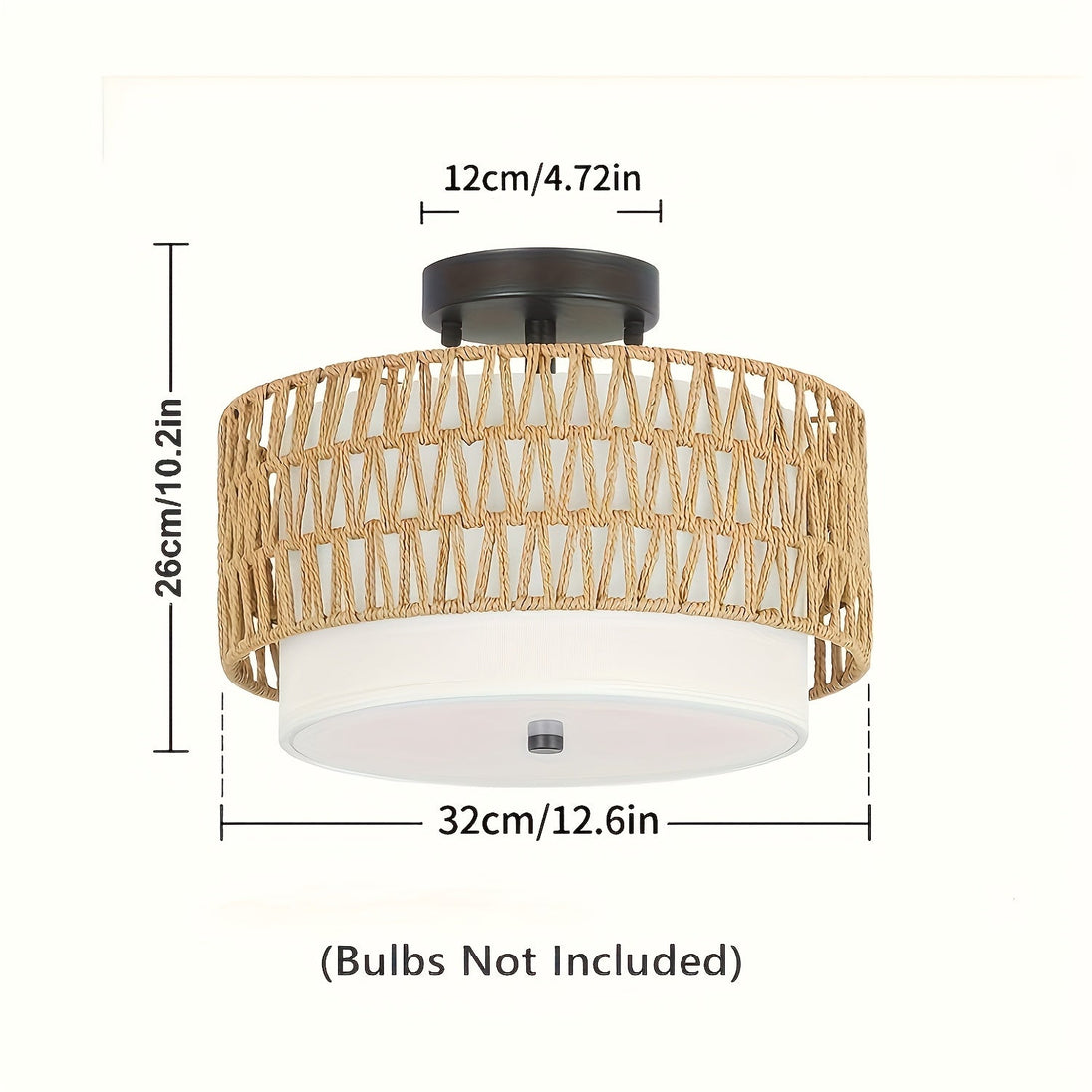 Rattan-Look Semi-Flush Ceiling Light