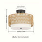 Rattan-Look Semi-Flush Ceiling Light