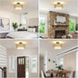Rattan-Look Semi-Flush Ceiling Light