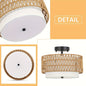 Rattan-Look Semi-Flush Ceiling Light
