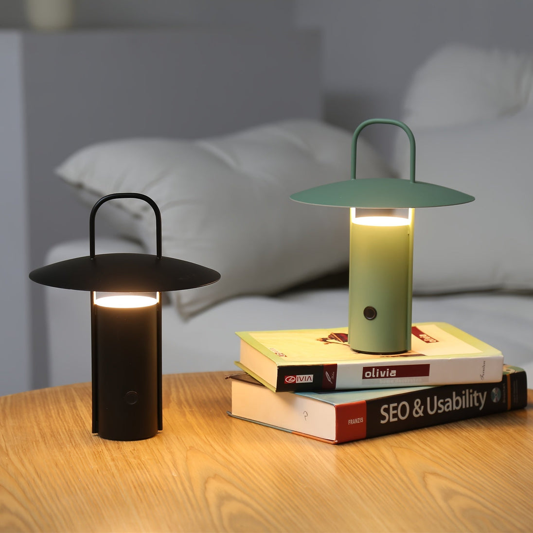 Rechargeable Metal Dome Table Lamp – detail view