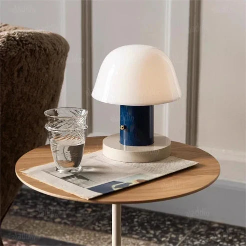 Rechargeable Mushroom Table Lamp in Blue