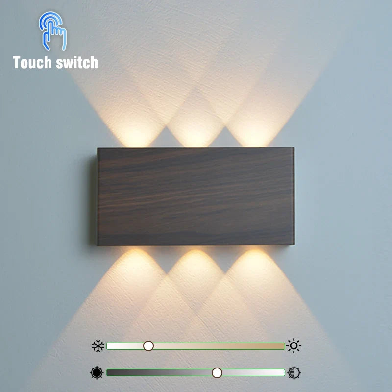 Rechargeable Wood-Grain LED Wall Lamp – Dark Wood