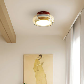 Retro Flush Mount Ceiling Light with Rounded Glass Shade