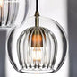 Ribbed Glass Globe Pendant Light in Grey