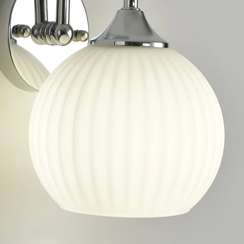 Ribbed Glass Globe Wall Lamp