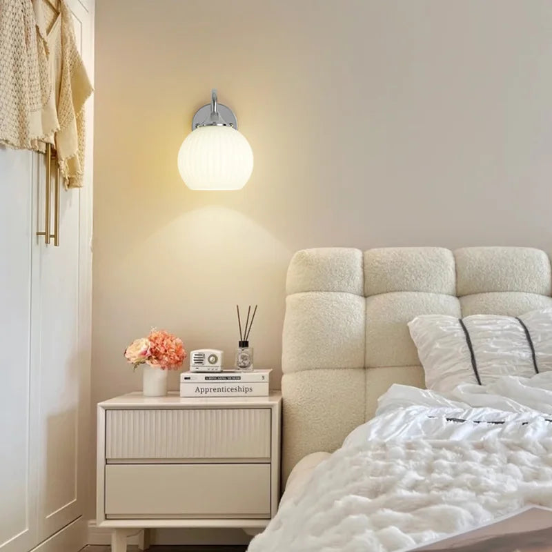 Ribbed Glass Globe Wall Lamp