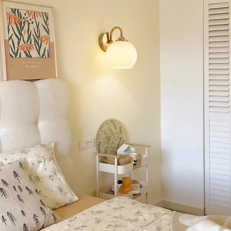 Ribbed Glass Globe Wall Lamp