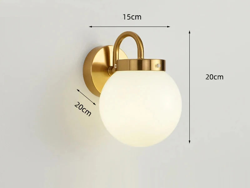 Ribbed Glass Globe Wall Lamp – Brass – Design 1
