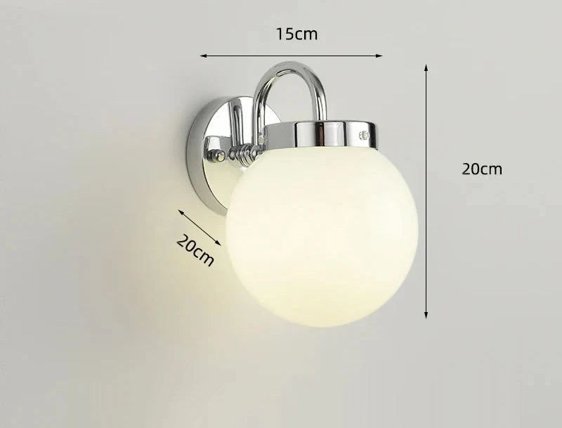 Ribbed Glass Globe Wall Lamp – Chrome – Design 1