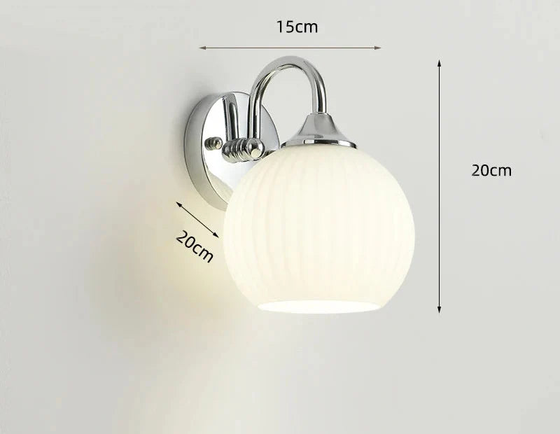 Ribbed Glass Globe Wall Lamp – Chrome – Design 2