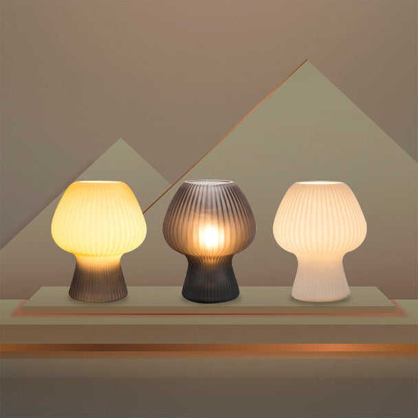 Ribbed Glass Mushroom Bedside Lamp