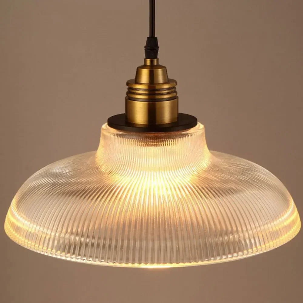 Ribbed Glass Pendant Light in Clear