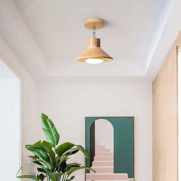 Solid Wood Cone Ceiling Spotlight