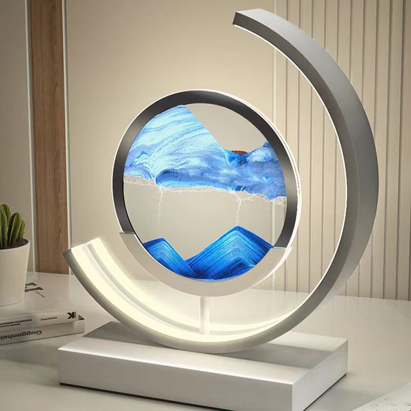 Moving Sand Art LED Table Lamp – in a room setting